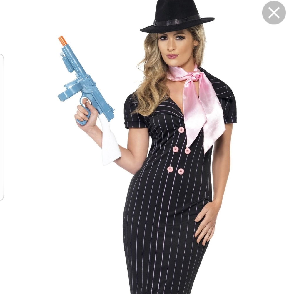 Smiffys Pink & Black Pinstripe Gangster Mobster Costume